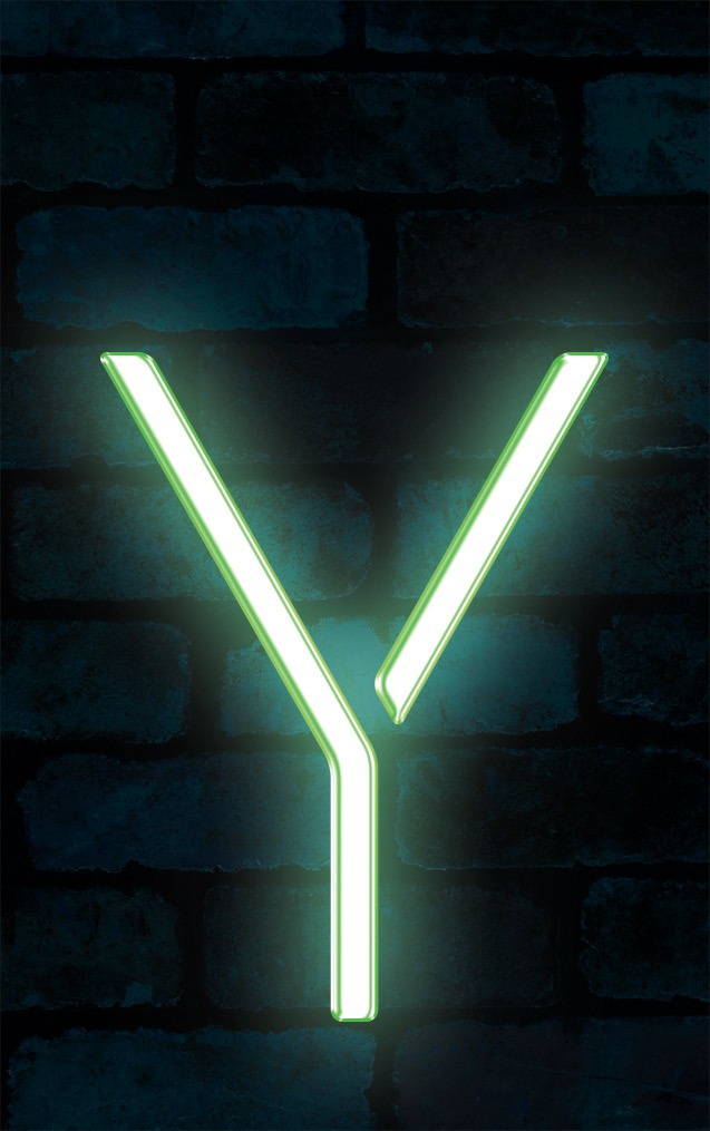 Neon Axia Green Letter - Y