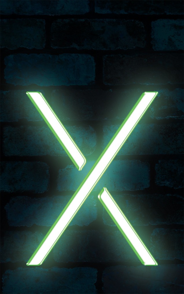 Neon Axia Green Letter - X