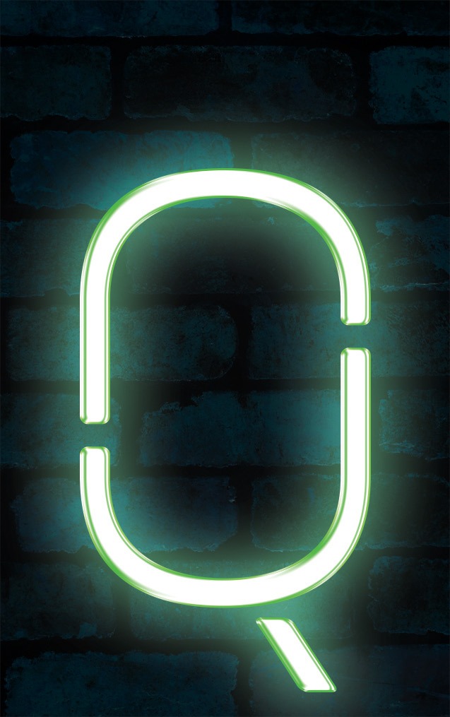 Neon Axia Green Letter - Q