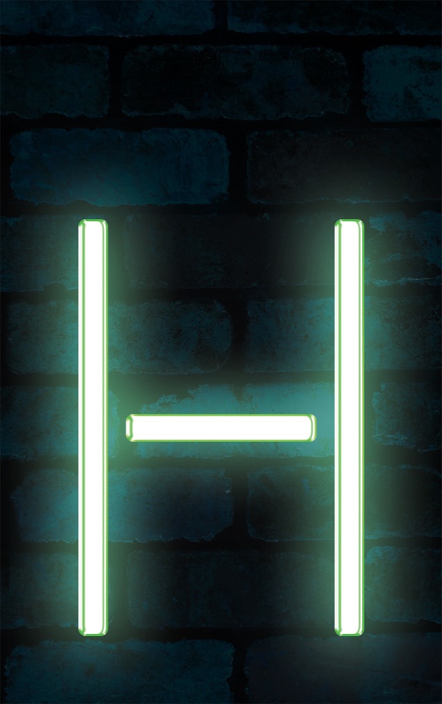 Neon Axia Green Letter - H