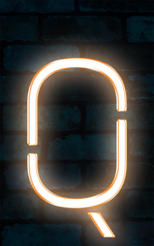 Neon Axia Orange Letter - Q
