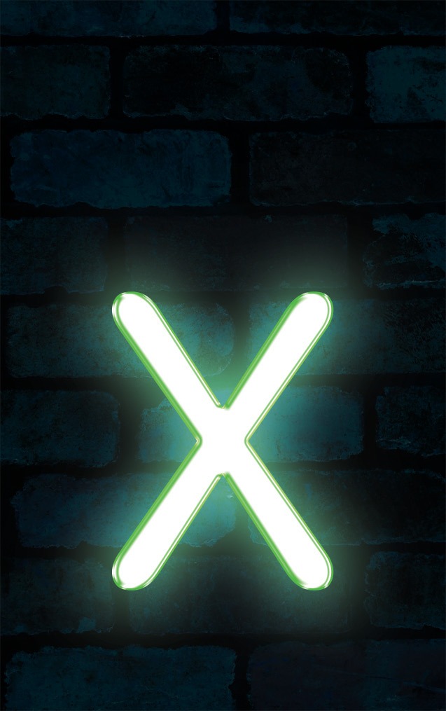 Neon Sniglet Green Letter - X