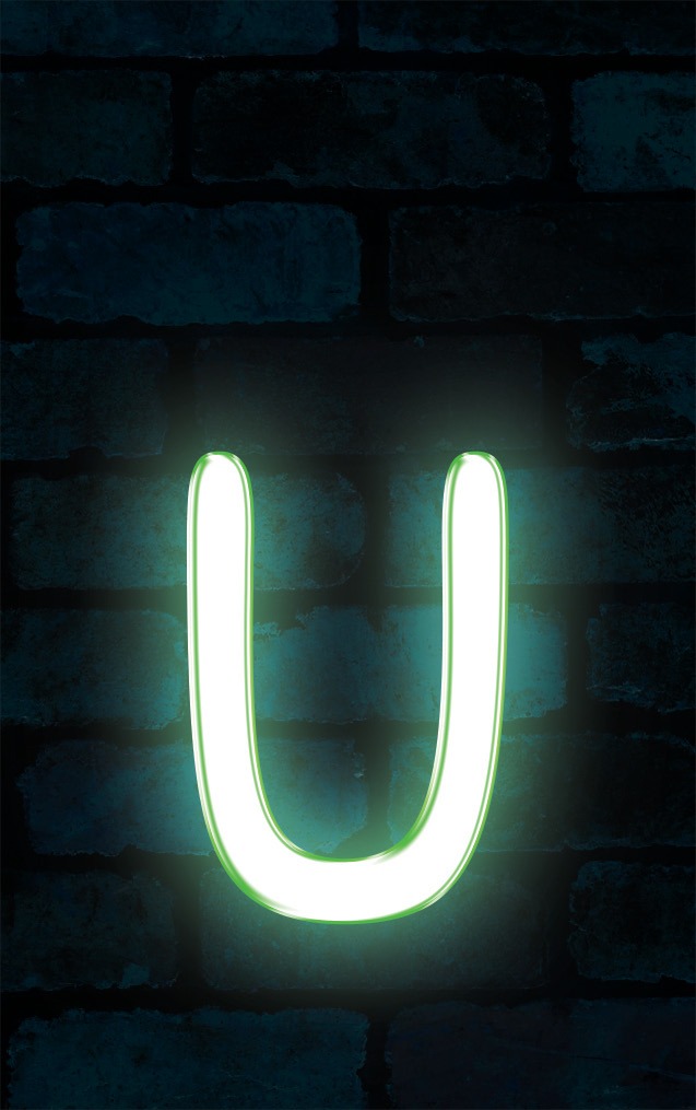 Neon Sniglet Green Letter - U