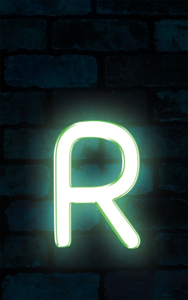 Neon Sniglet Green Letter - R