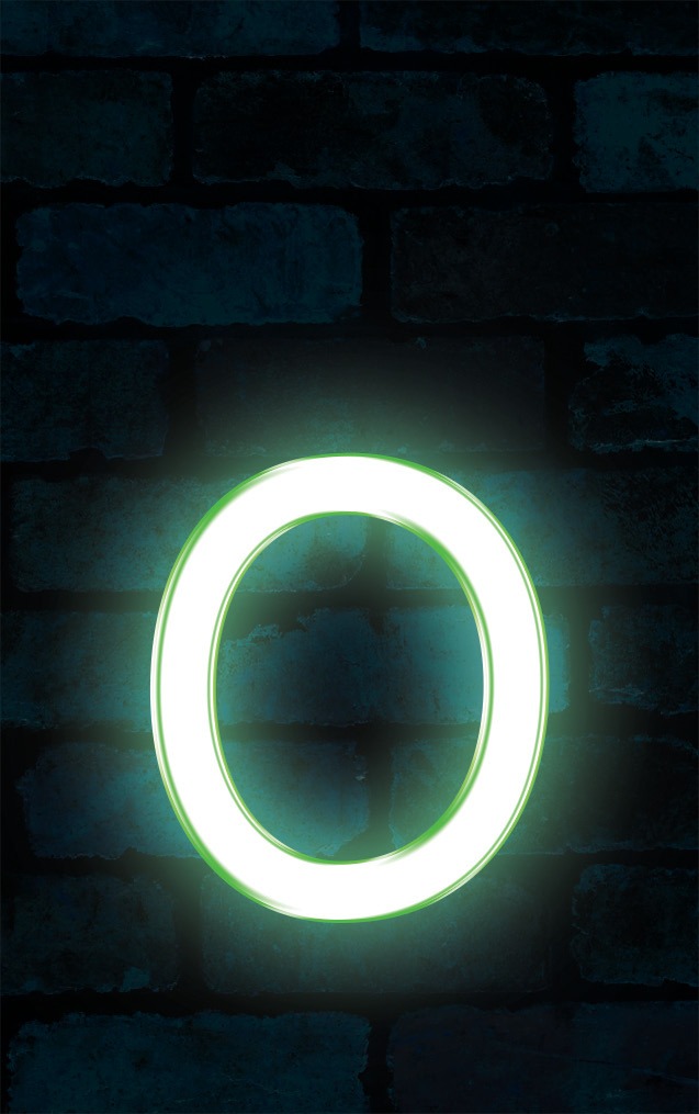 Neon Sniglet Green Letter - O