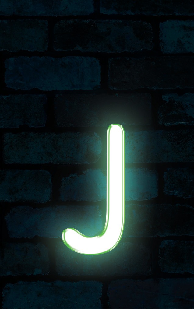 Neon Sniglet Green Letter - J