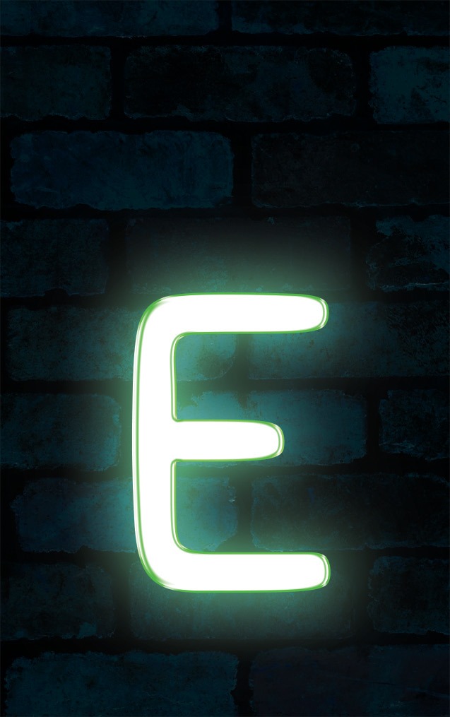 Neon Sniglet Green Letter - E