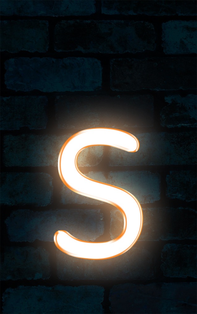 Neon Sniglet Orange Letter - S
