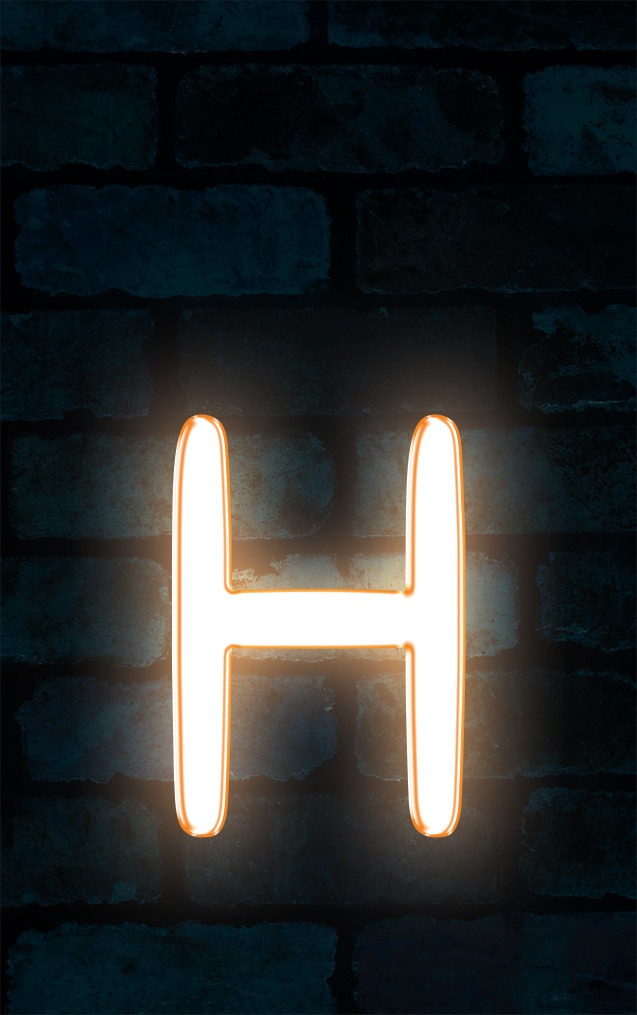 Neon Sniglet Orange Letter - H