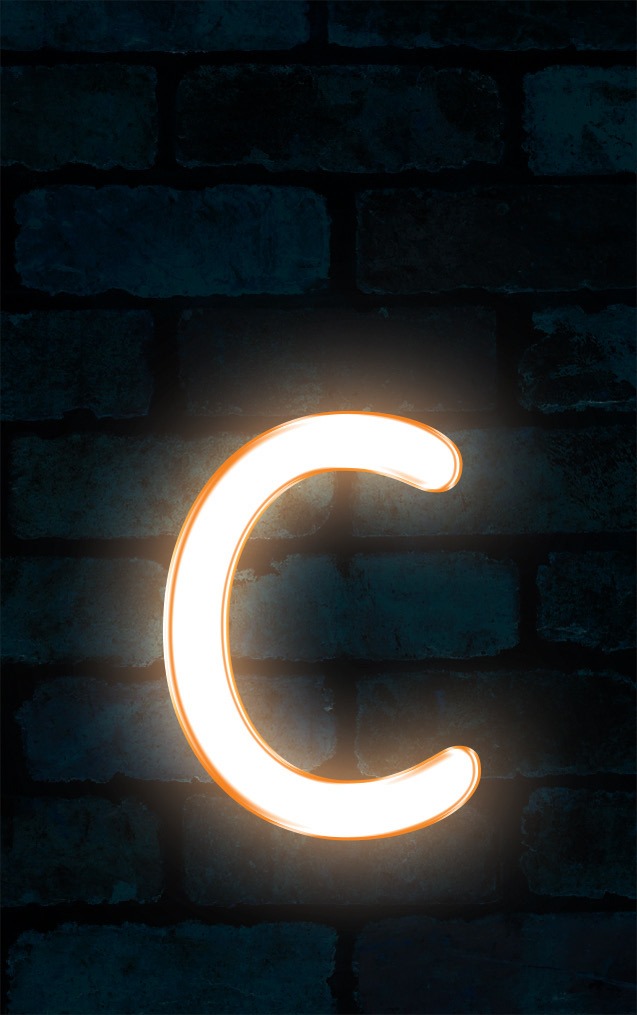 Neon Sniglet Orange Letter - C