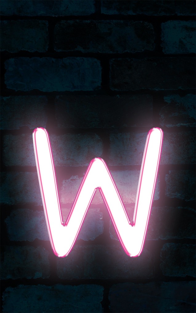 Neon Sniglet Pink Letter - W