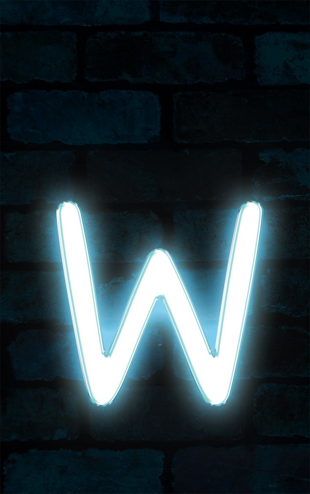 Neon Sniglet Blue Letter - W