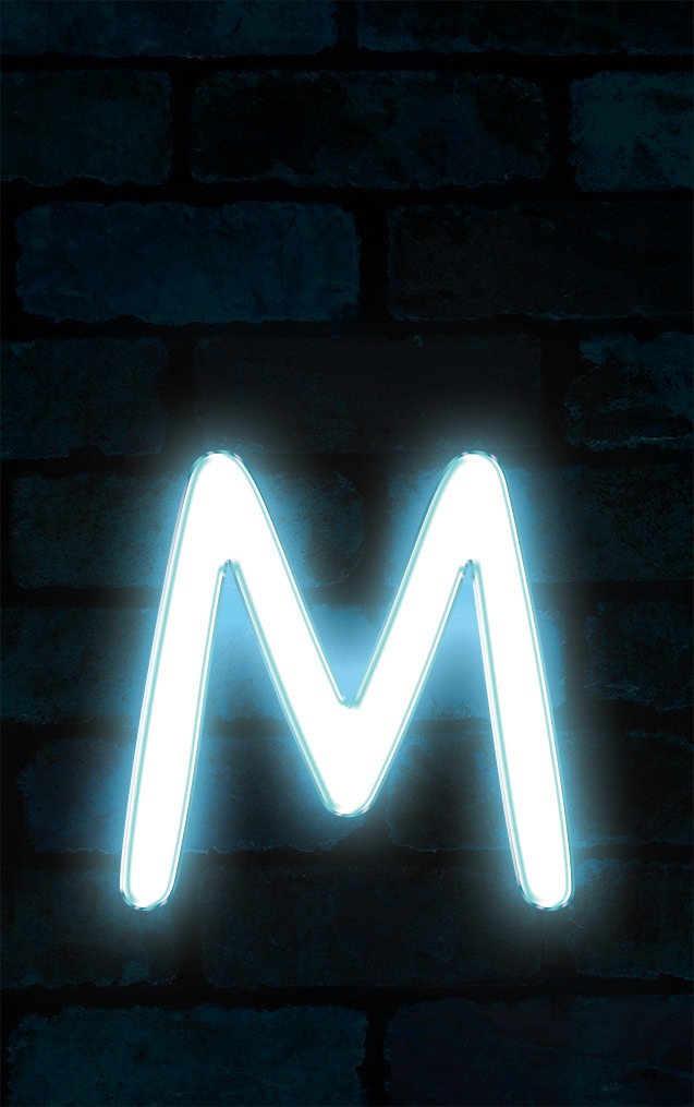 Neon Sniglet Blue Letter - M