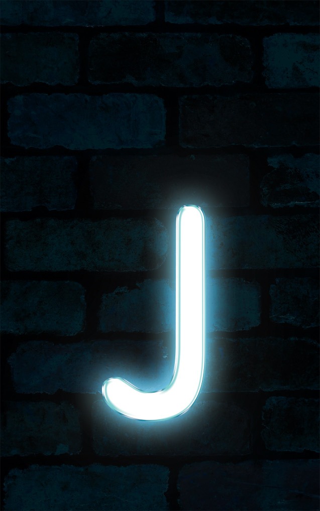Neon Sniglet Blue Letter - J