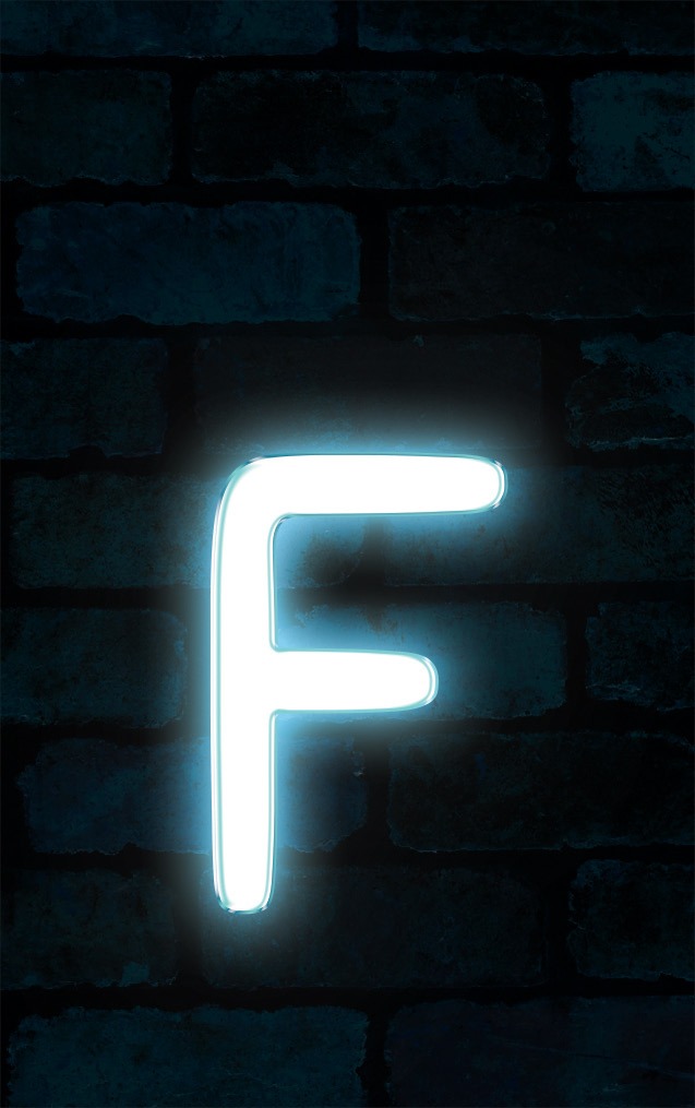 Neon Sniglet Blue Letter - F