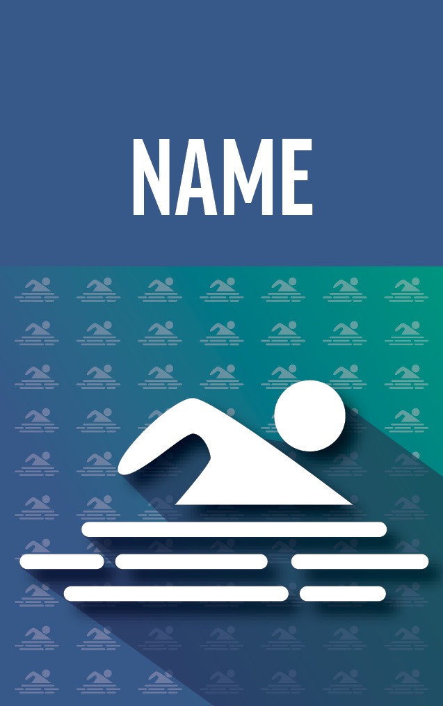 Gradient Red & Blue Swimming with name