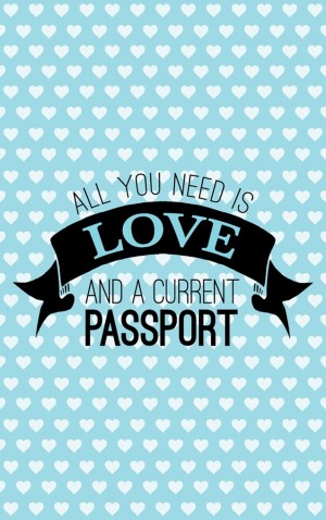 Loved Up-Passport Love-blue mini hearts — proof front