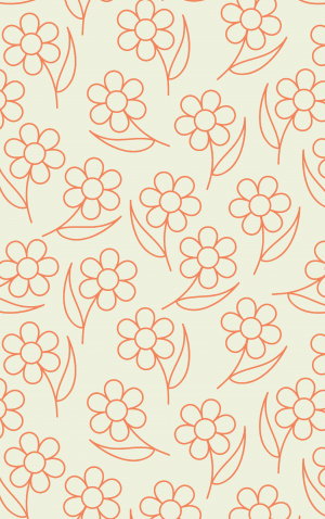 Retro Scattered Orange Flowers — proof front