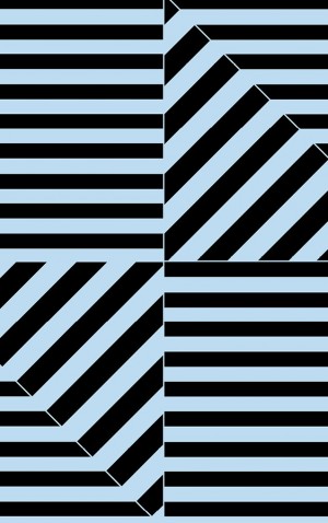 Blue and Black Geometric Stripes Bag Tag — proof front