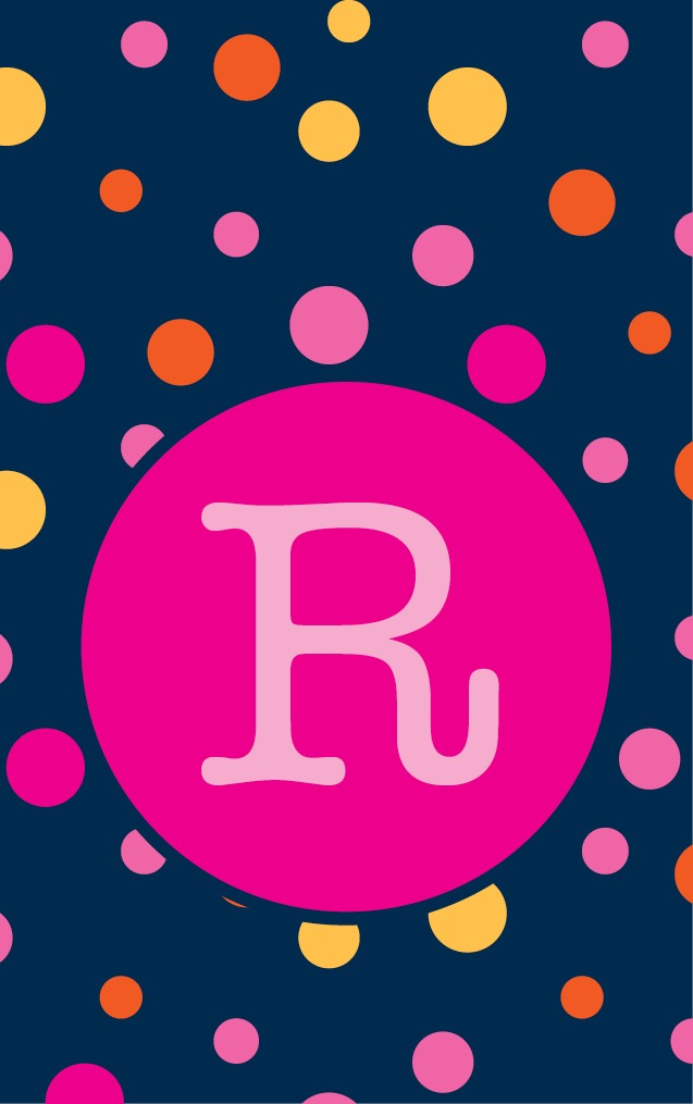 Random Dots - Letters in Pink Circle - R
