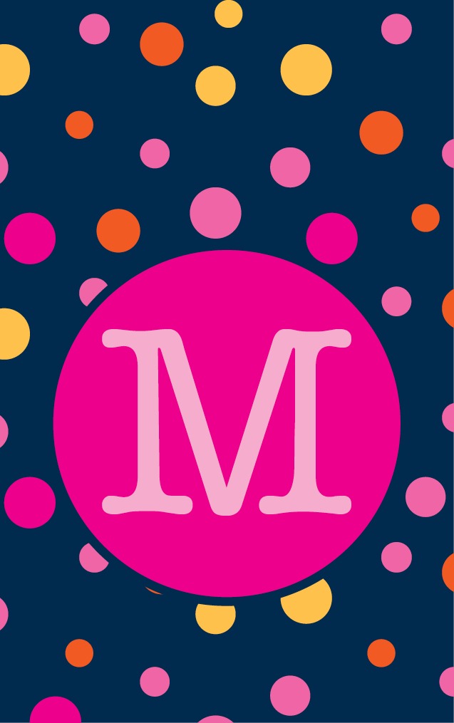 Random Dots - Letters in Pink Circle - M
