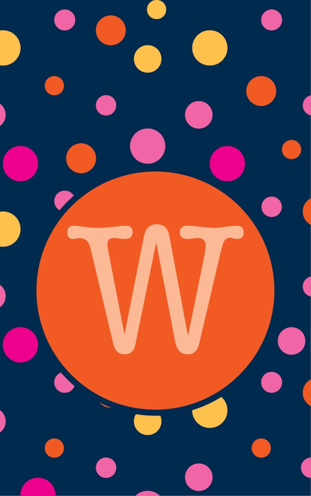 Random Dots - Letters in Orange Circle - W