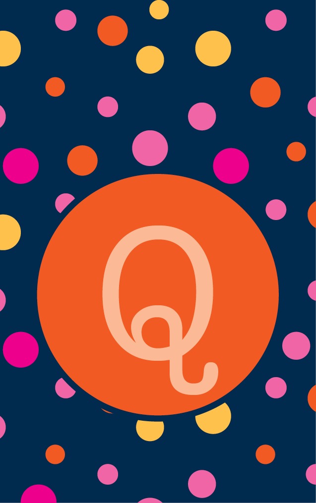 Random Dots - Letters in Orange Circle - Q