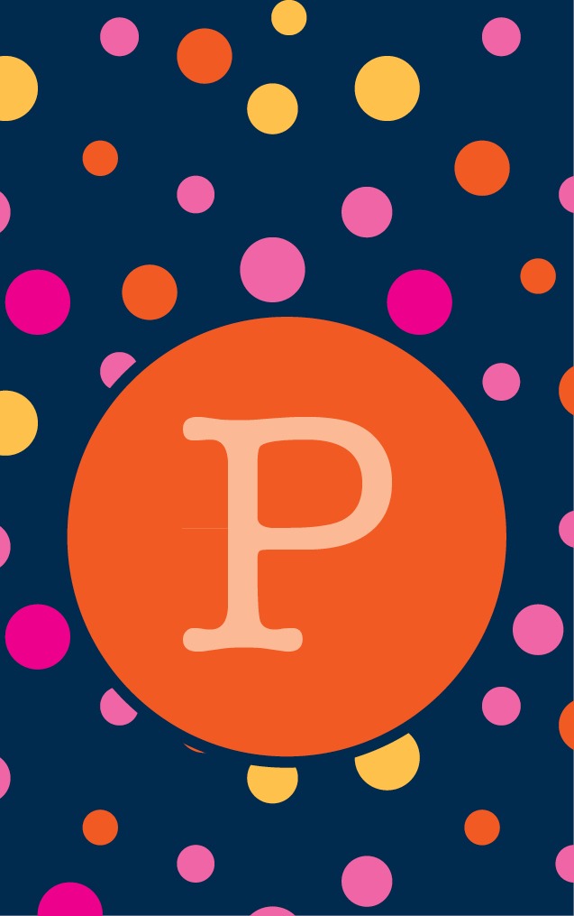 Random Dots - Letters in Orange Circle - P