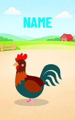 Cute Cartoon Rooster — proof front