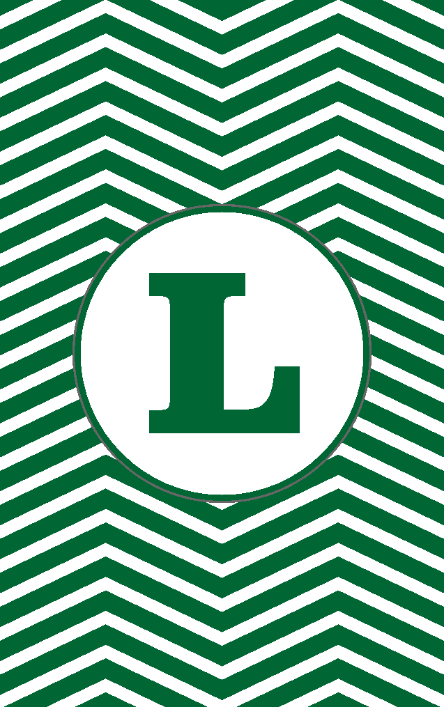 Green & White Chevron L Bag Tag
