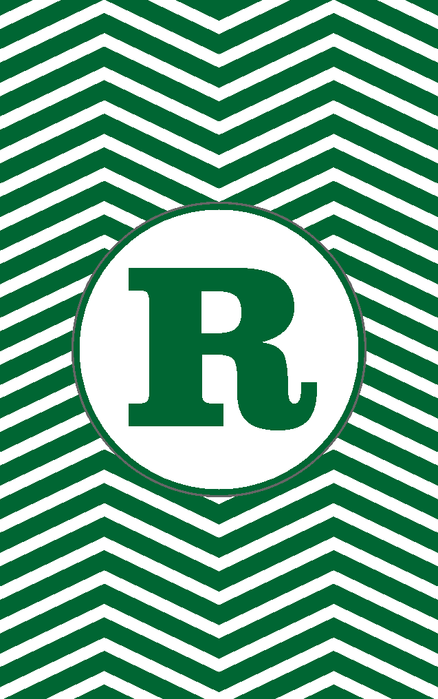 Green & White Chevron R Bag Tag