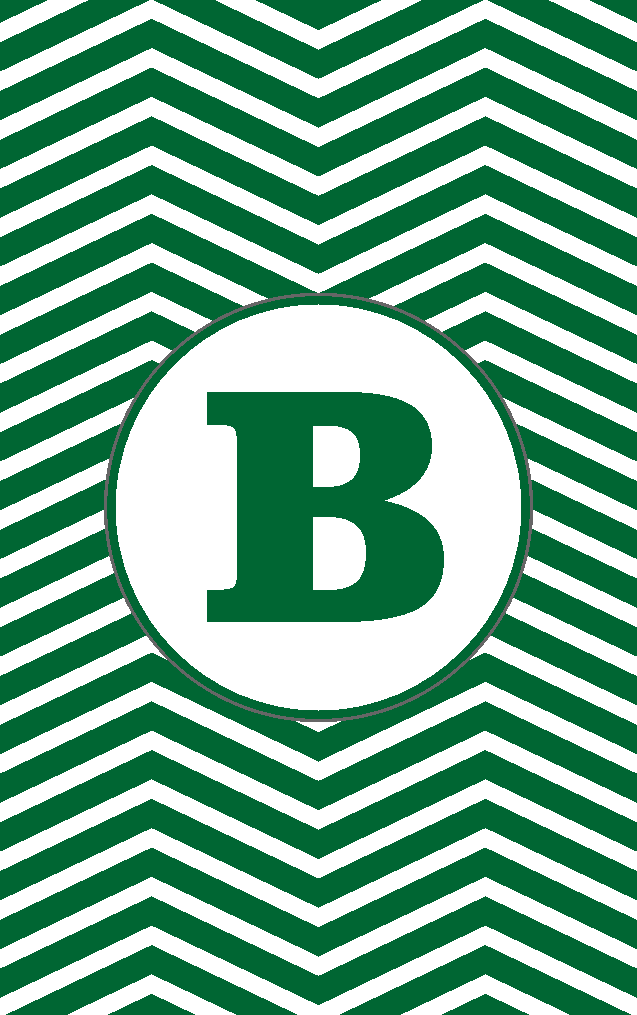 Green & White Chevron B Bag Tag