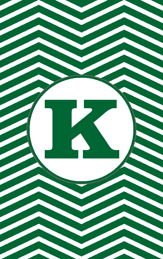 Green & White Chevron K Bag Tag