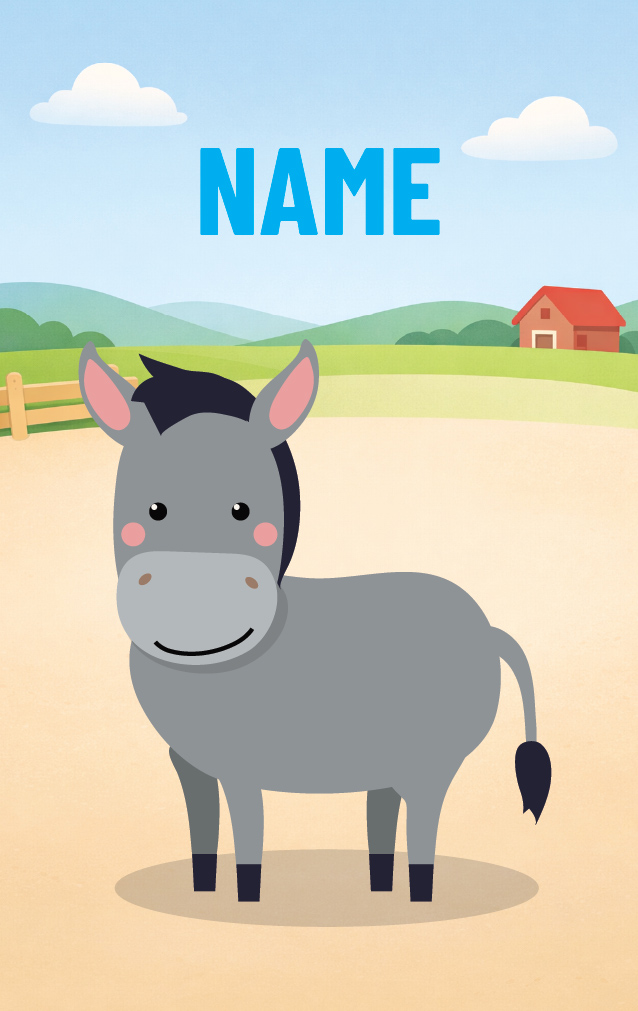 Cute Cartoon Donkey — proof front