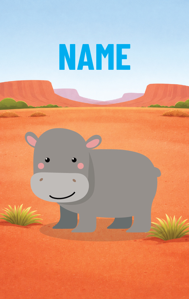Cute Cartoon Hippo — proof front