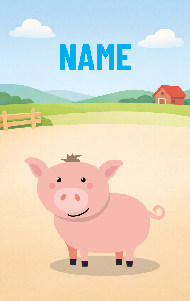 Cute Cartoon Pig — proof front