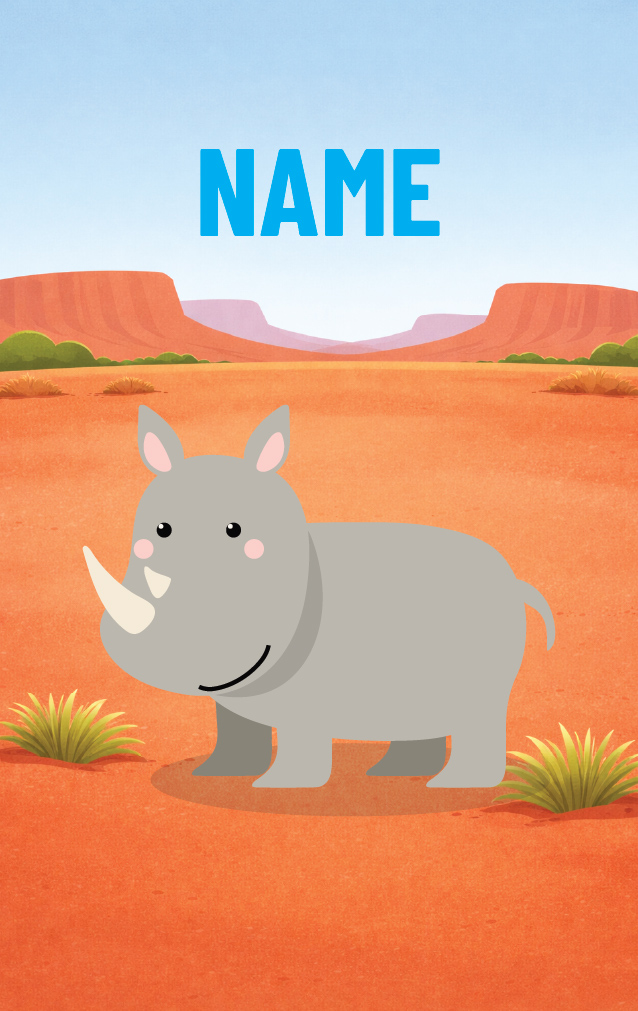 Cute Cartoon Rhino — proof front