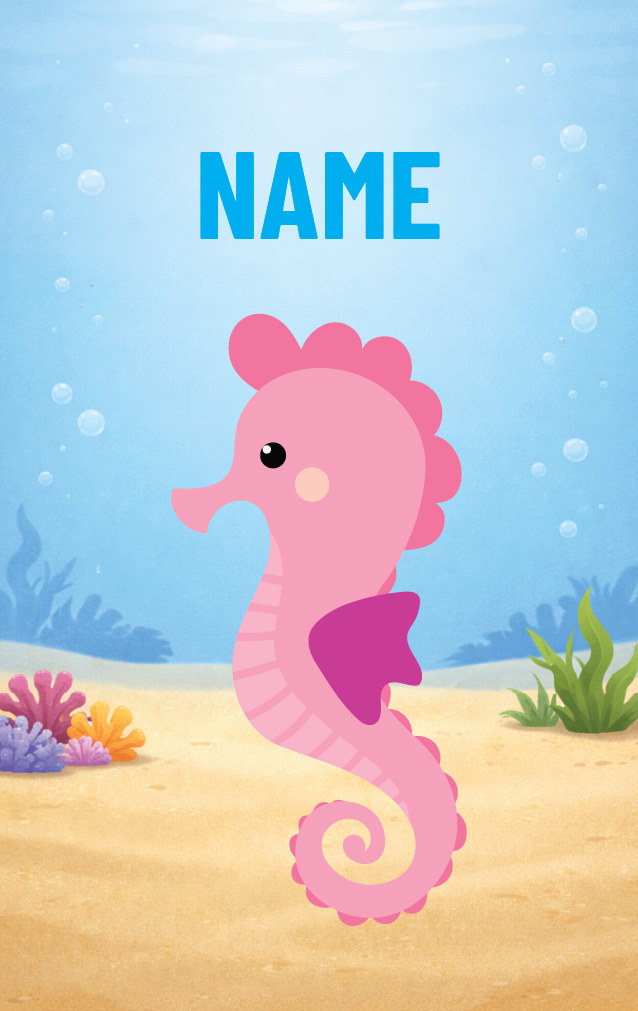 Cute Cartoon Seahorse — proof front