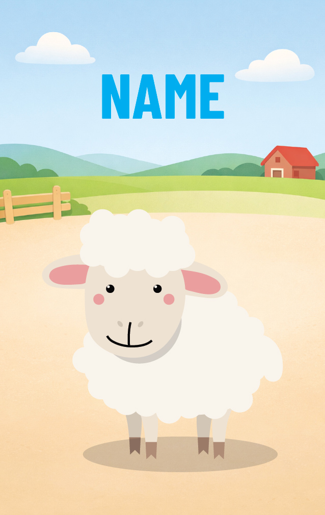 Cute Cartoon Sheep — proof front