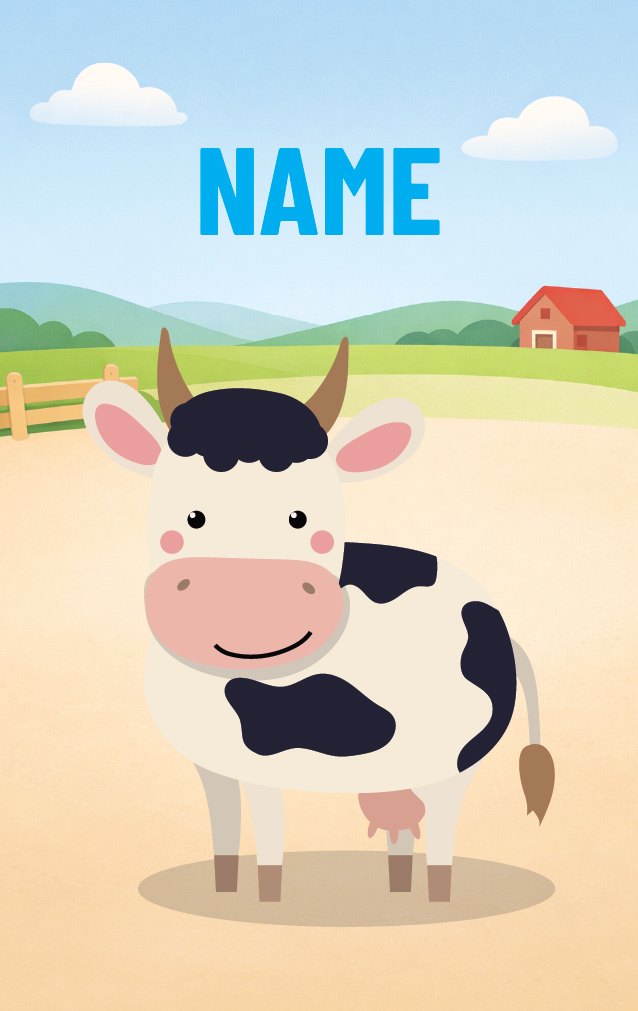 Cute Cartoon Cow — proof front