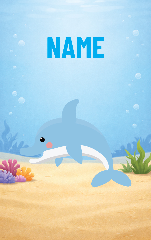 Cute Cartoon Dolphin — proof front