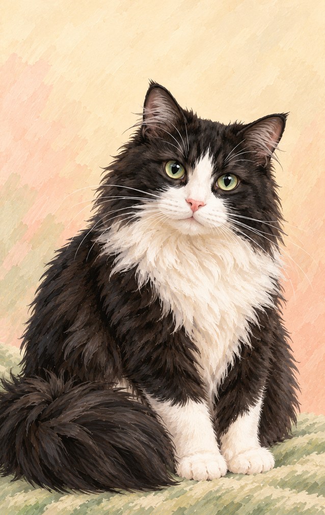Pets - Fluffy Black and White Cat — proof front