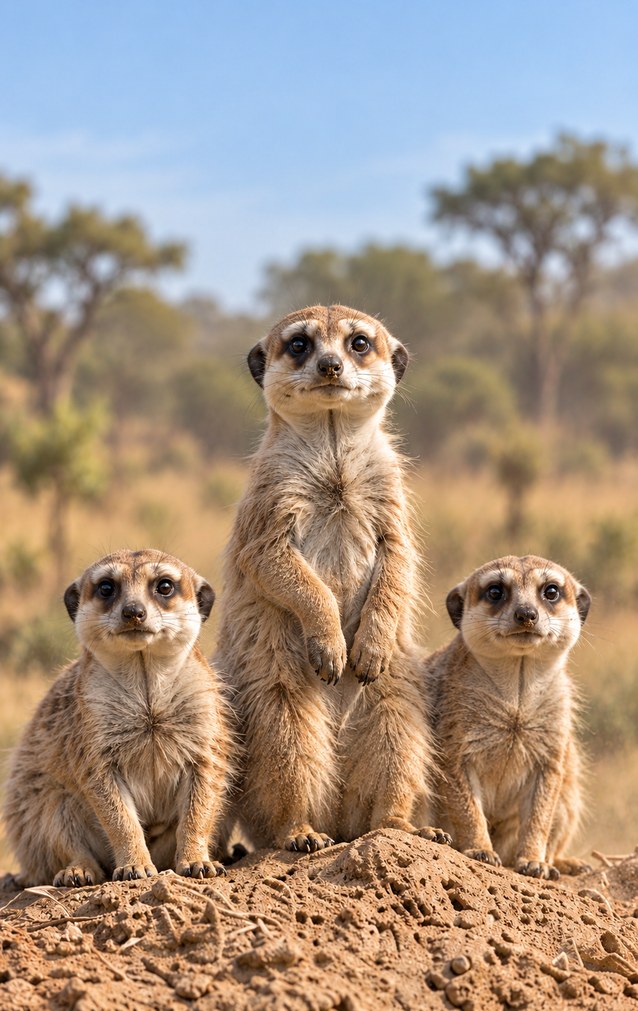 Animal Encounters - Three Meerkats — proof front